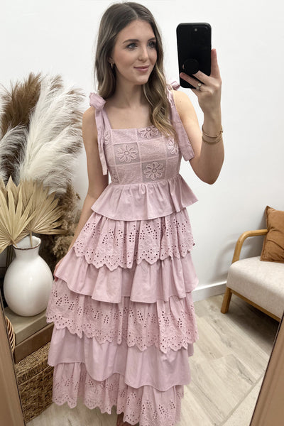 "Petal Waltz" Dress (Light Mauve) - Happily Ever Aften