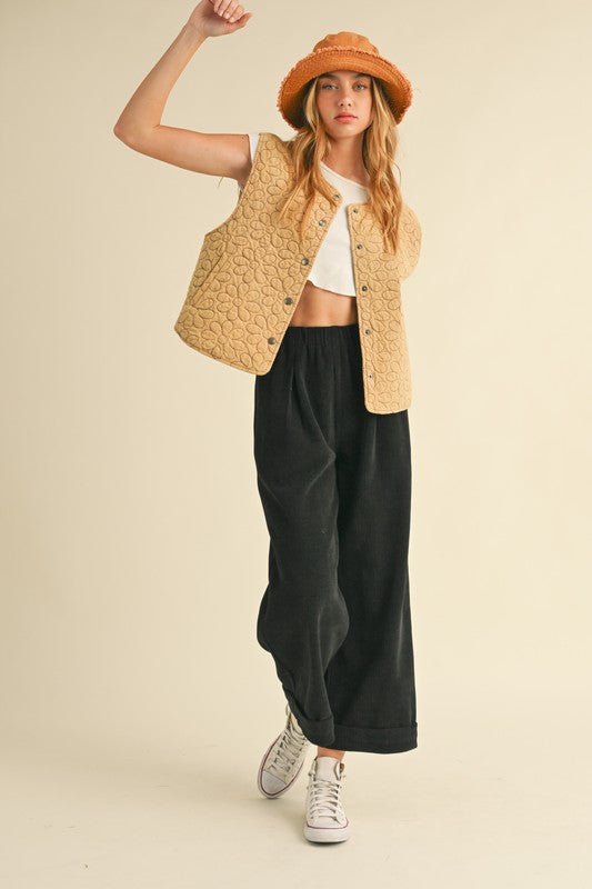 "Pleat Street" Corduroy Pants (Black) - Happily Ever Aften