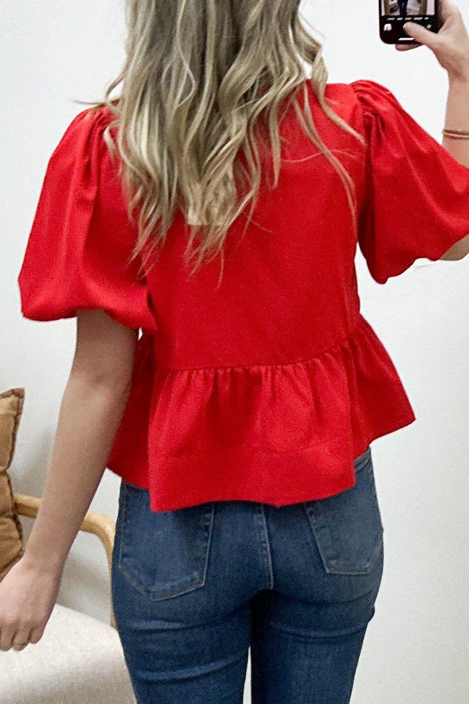 "Pretty Lady" Blouse (Red) - Happily Ever Aften