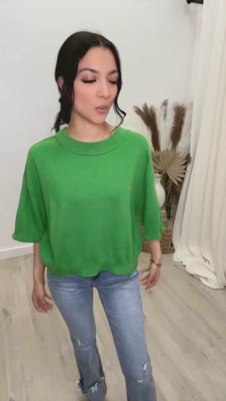 "Simple & Soft" Sweater Top (Green)