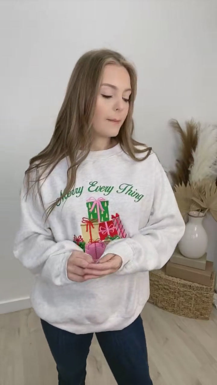"Merry Every Thing" Sweatshirt (Heather Grey)