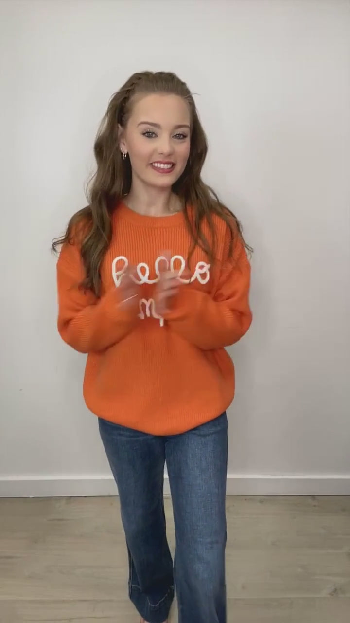 "Hello Pumpkin" Sweater (Burnt Orange)