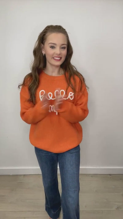 "Hello Pumpkin" Sweater (Burnt Orange)