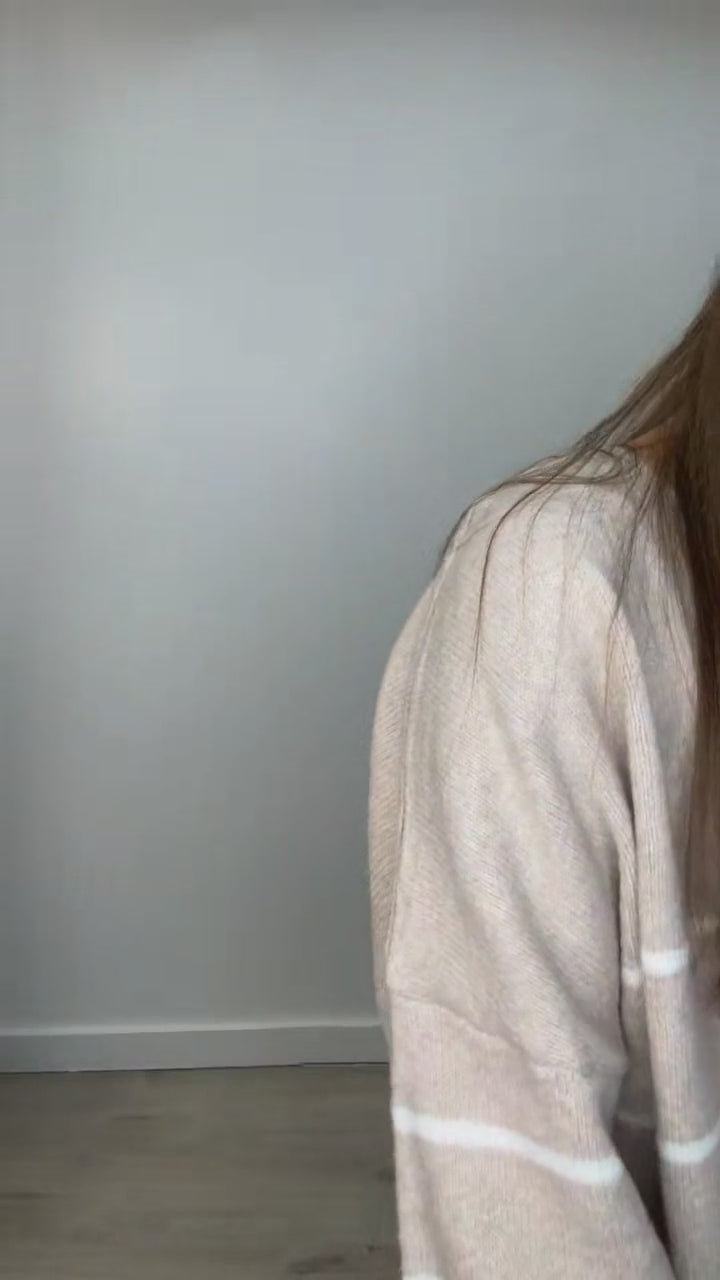 "Taking My Chance" Cardigan (Taupe/White)