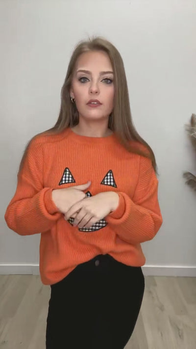 "Carving Pumpkins" Sweater (Burnt Orange)
