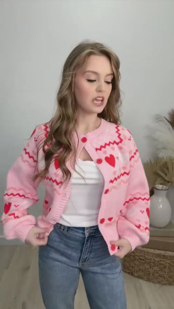 "Heartfelt Hugs" Cardigan (Pink)