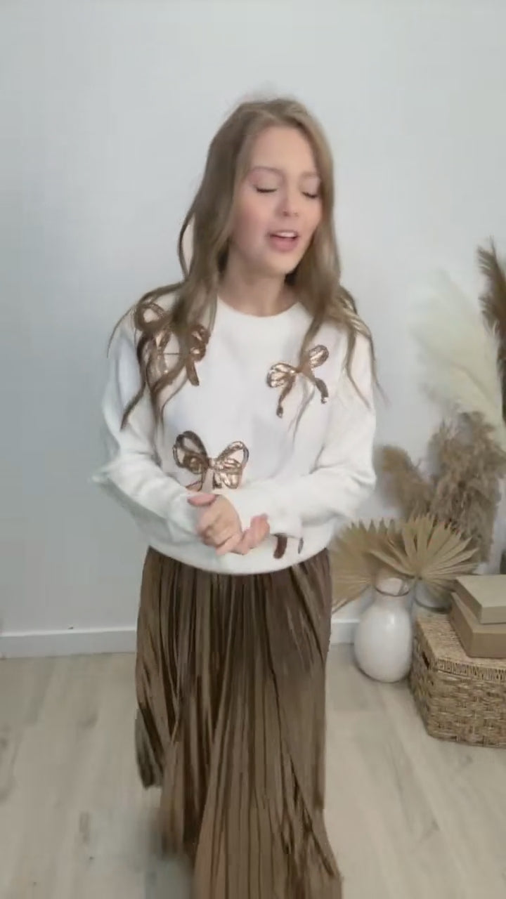 "Ribbons Of Glamour" Sweater (Off White)