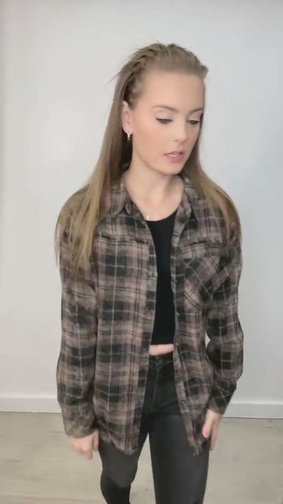 "Nothing To Add" Flannel Top (Black/Brown)