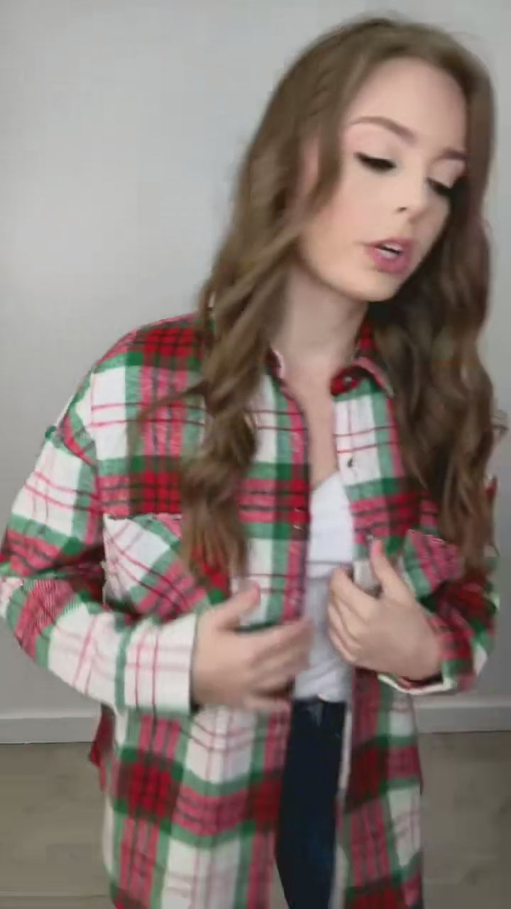 "Christmas Sleigh Ride" Shacket (Red/Green)