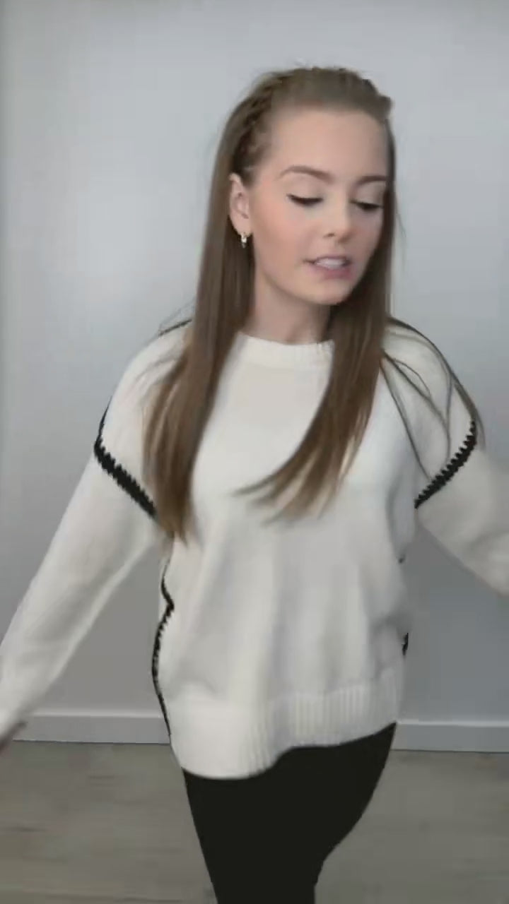 "Bold Lines" Sweater (Cream)