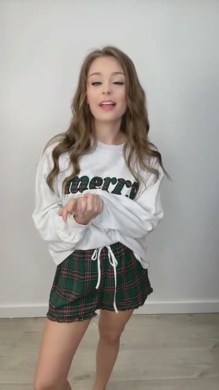 "Merry Mood" Pajama Set (Heather Grey/Green)