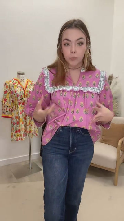 "Wildflower Valley" Blouse (Pink)