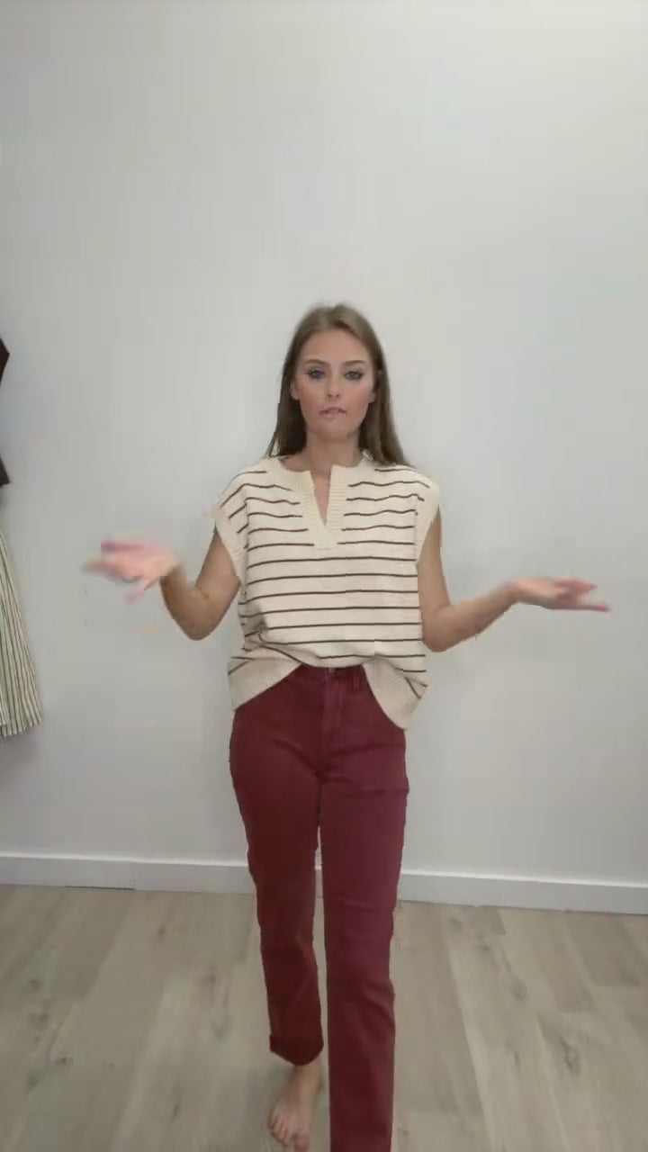 "Without Thinking" Sweater Top (Cream/Rust)