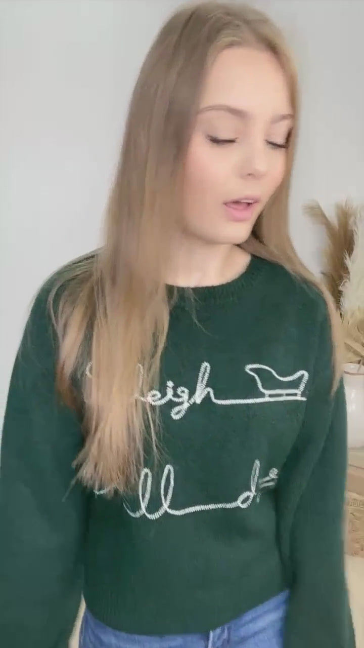 "Sleigh All Day" Sweater (Green)