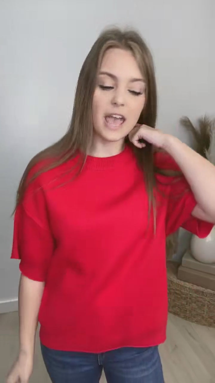 "Everyday Comfort" Sweater Top (Red)