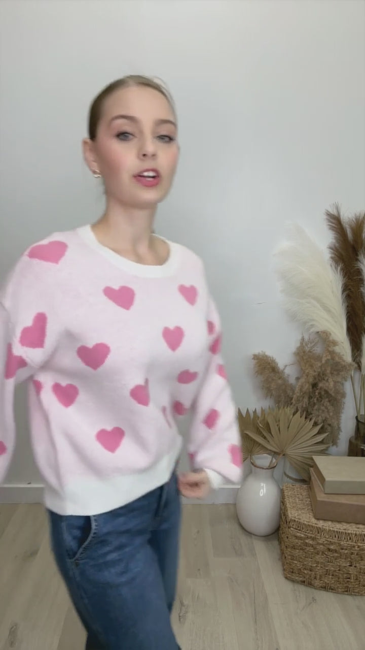 "Made For Love" Sweater (Off White/Pink)