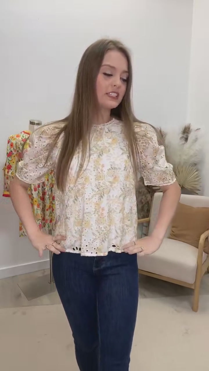 "Painted Skies" Blouse (Gold Combo)