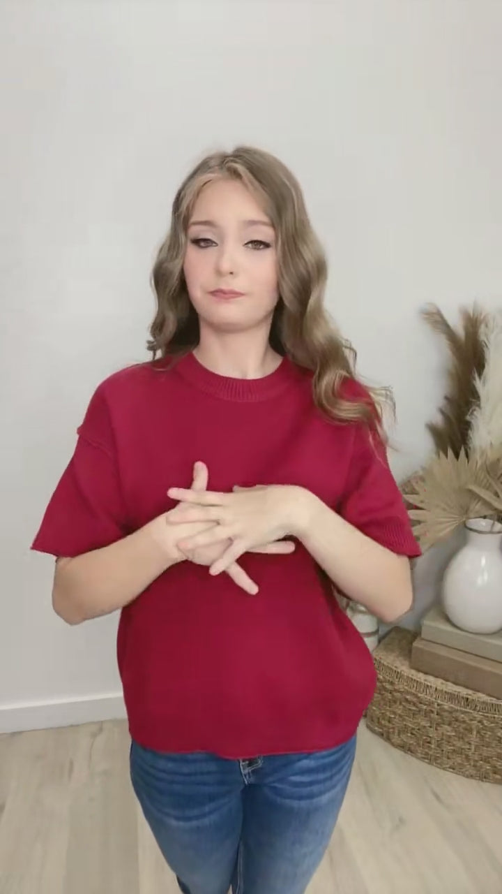 "Everyday Comfort" Sweater Top (Burgundy)