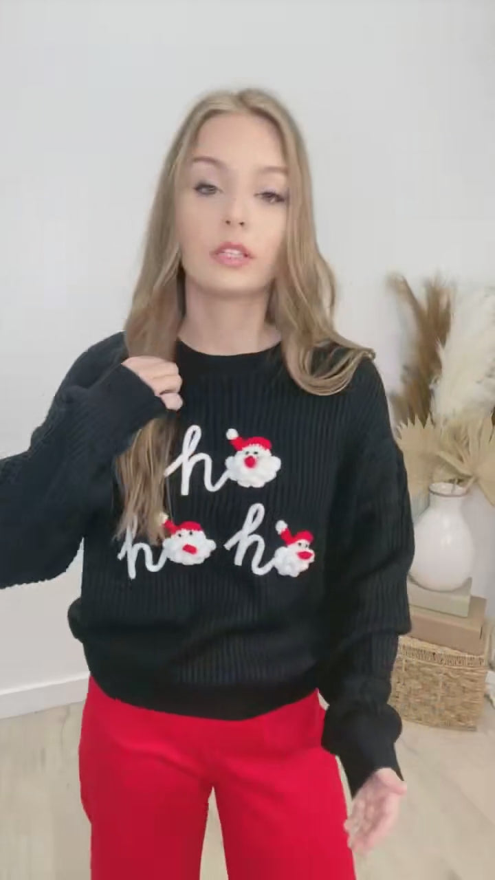 "Ho Ho Hooked" Sweater (Black)