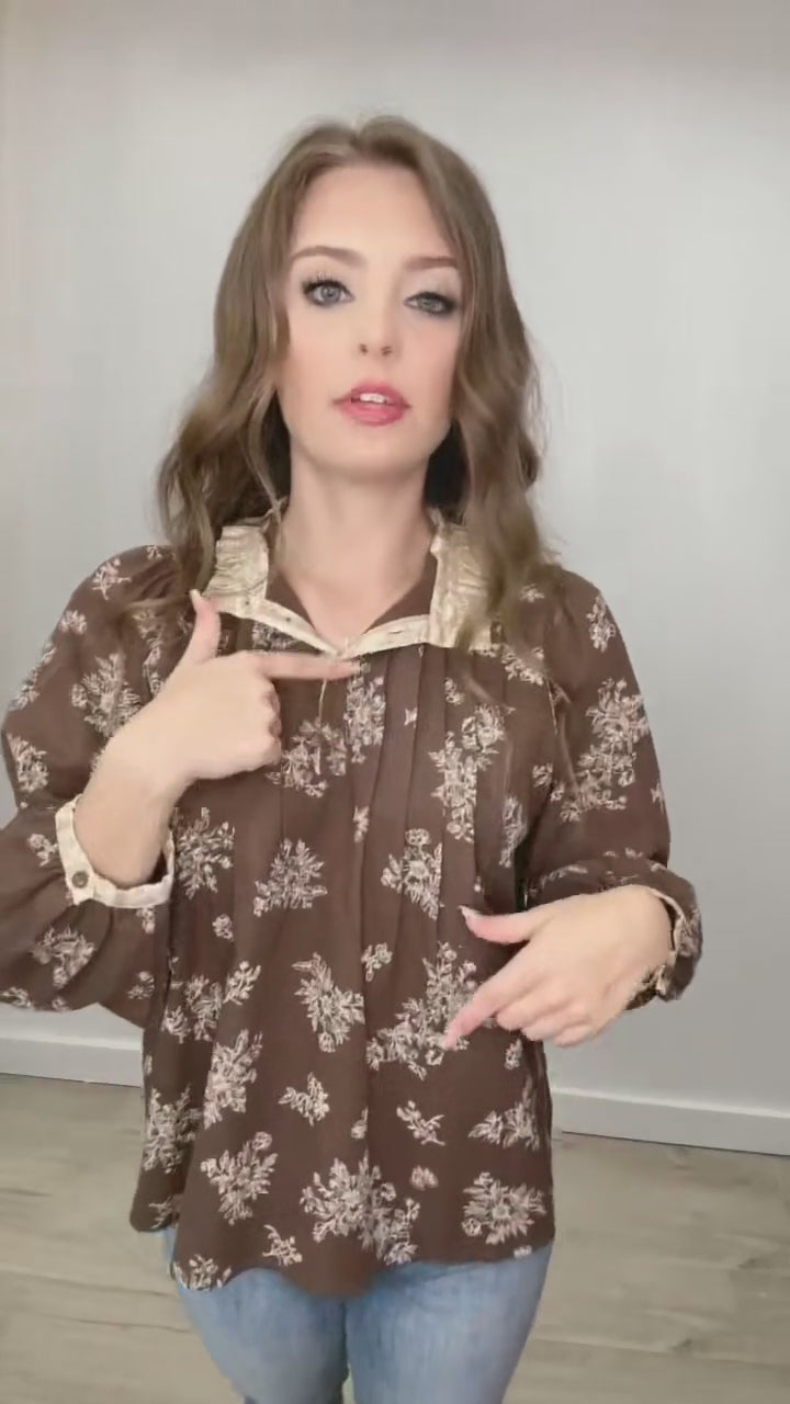 "Crossing My Mind" Blouse (Brown)