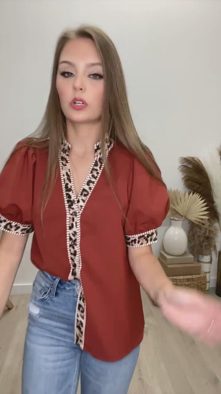 "Stay For Awhile" Blouse (Rust)
