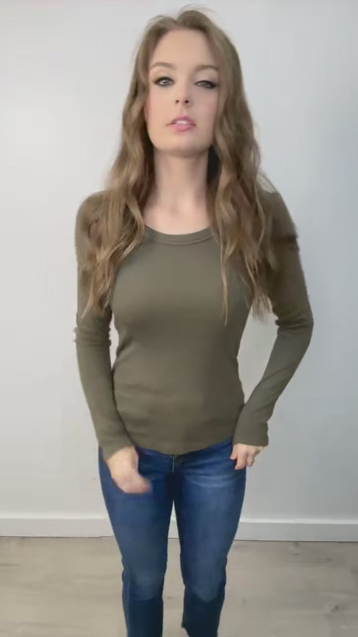 "Chill Chaos" Long Sleeve Top (Olive)