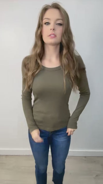 "Chill Chaos" Long Sleeve Top (Olive)