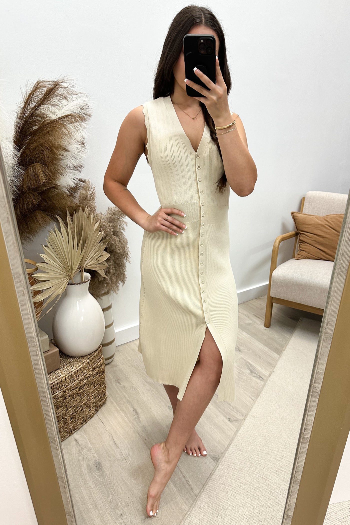 "Pull Me Closer" Dress (Cream) - Happily Ever Aften