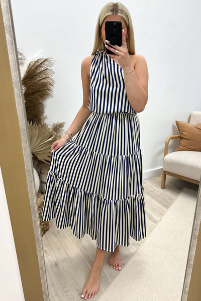"Sailing Home" Dress (Navy) - Happily Ever Aften