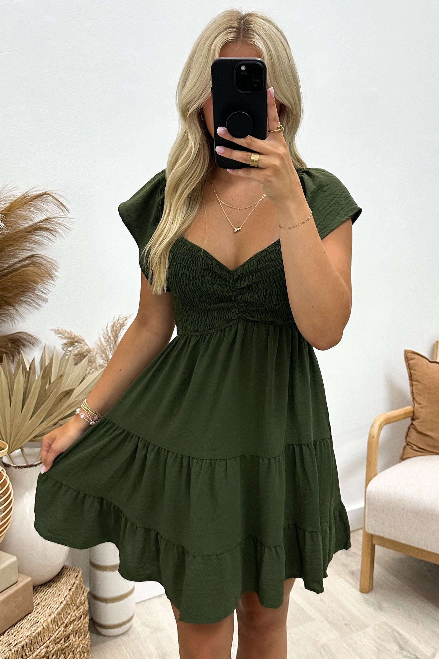 "Savor The Sweetness" Dress (Olive) - Happily Ever Aften