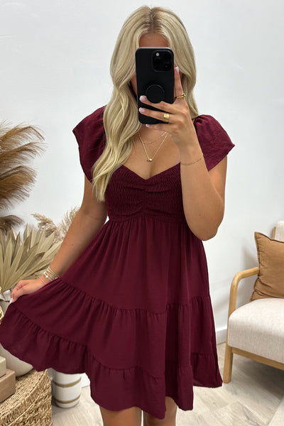 "Savor The Sweetness" Dress (Wine) - Happily Ever Aften