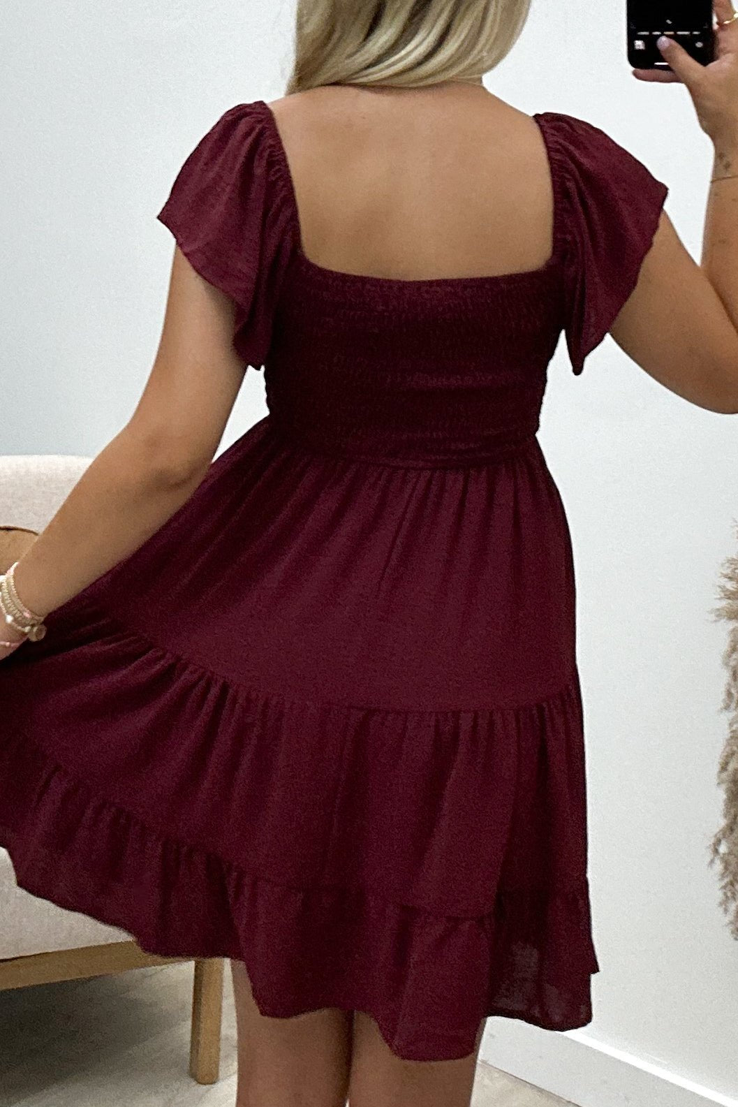 "Savor The Sweetness" Dress (Wine) - Happily Ever Aften