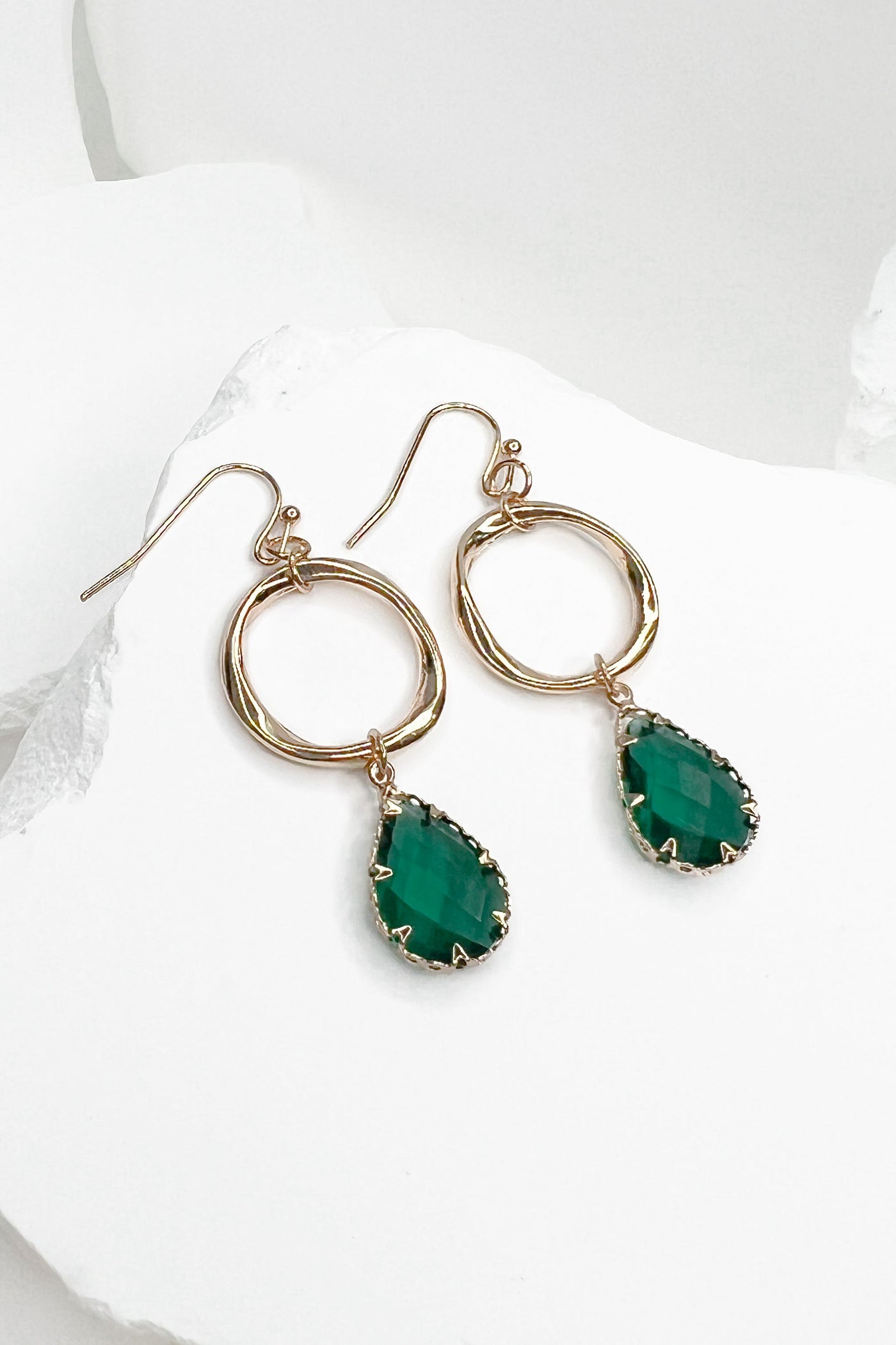 Scarlett Earrings (Gold/Green) - Happily Ever Aften