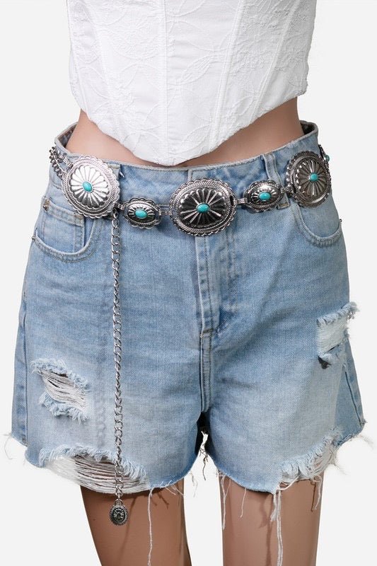 Shania Concho Belt (Turquoise) - Happily Ever Aften