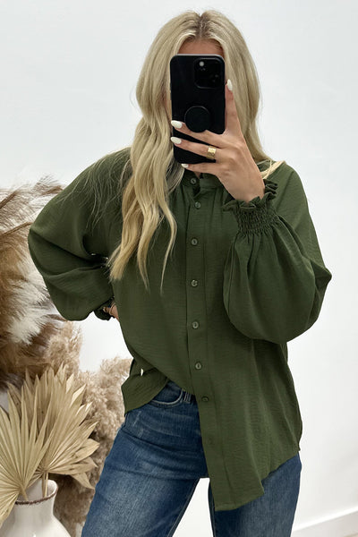 "She's My Dream" Blouse (Olive) - Happily Ever Aften