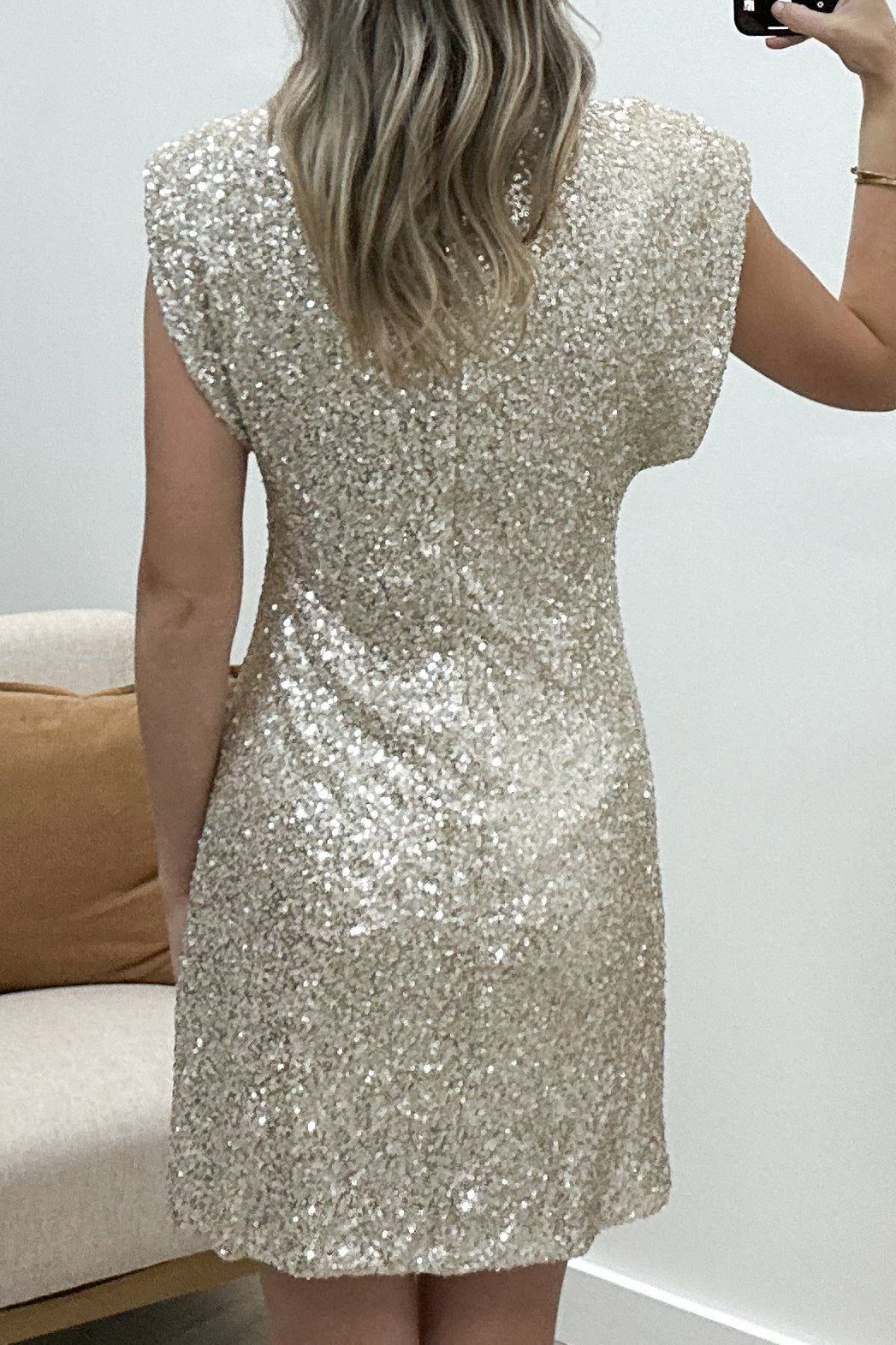 "Shine Bright" Dress (Champagne) - Happily Ever Aften