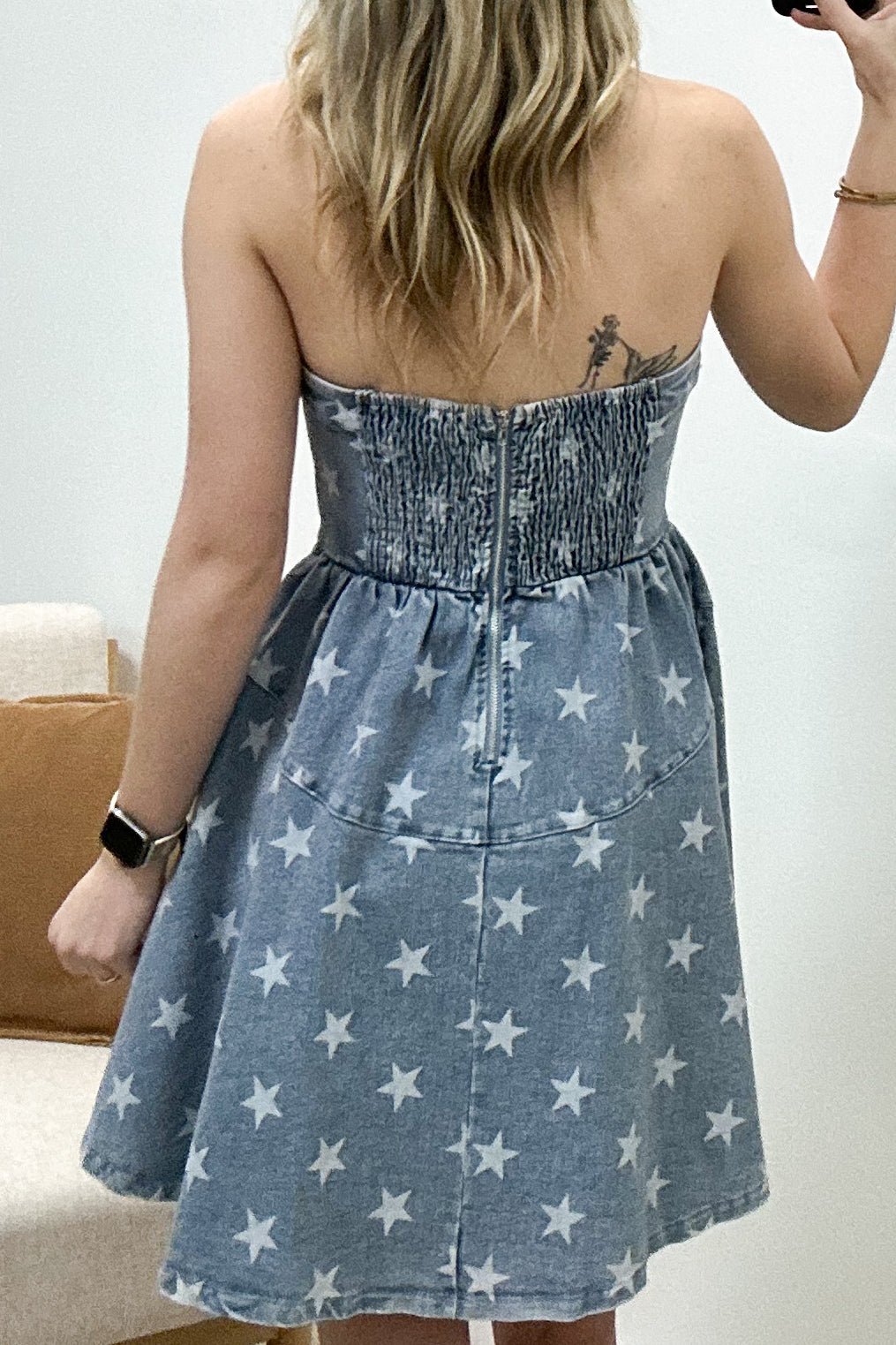 "Shoot For The Stars" Dress (Denim) - Happily Ever Aften