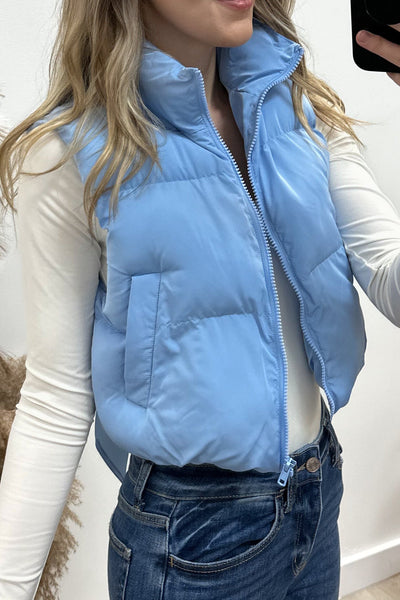 "Short And Sweet" Vest (Light Blue) - Happily Ever Aften