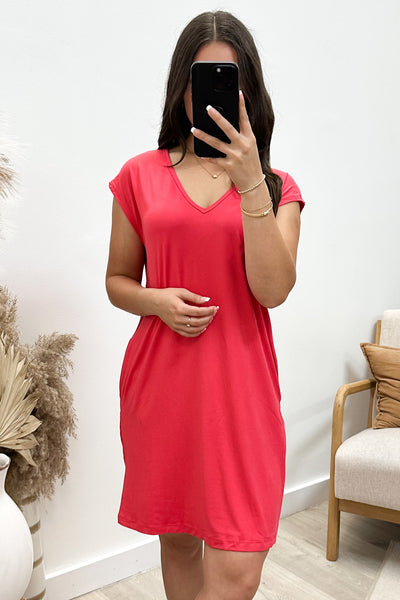 "Simple Days" Dress (Coral) - Happily Ever Aften