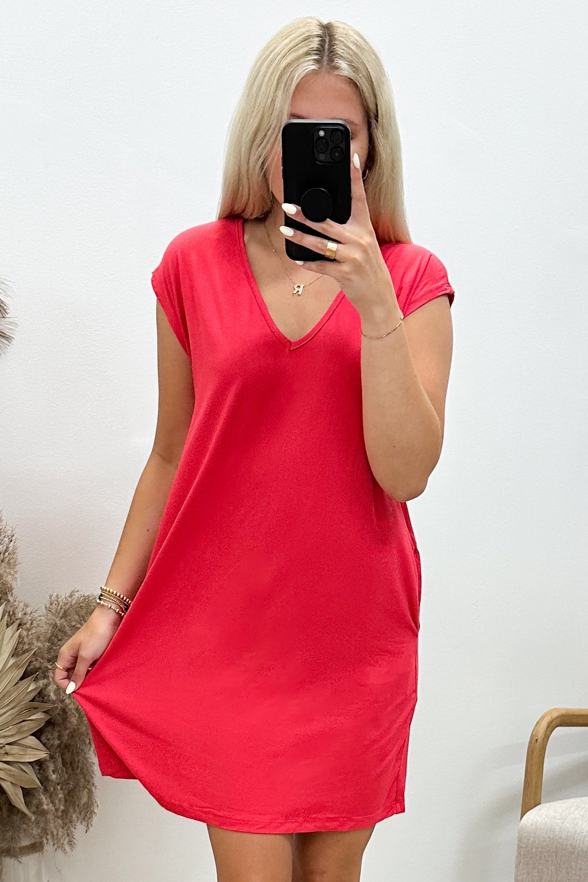 "Simple Days" Dress (Coral) - Happily Ever Aften