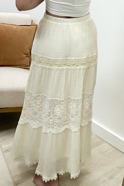 "Simply Her" Maxi Skirt (Cream) - Happily Ever Aften