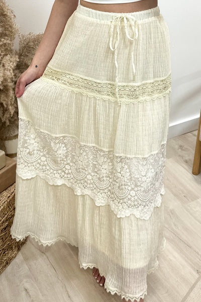 "Simply Her" Maxi Skirt (Cream) - Happily Ever Aften