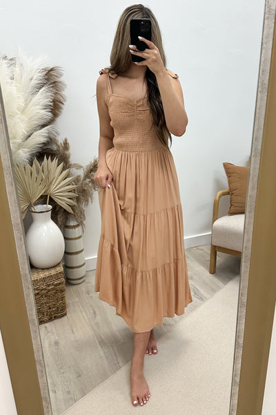 "Spring Is Near" Dress (Dusty Peach) - Happily Ever Aften