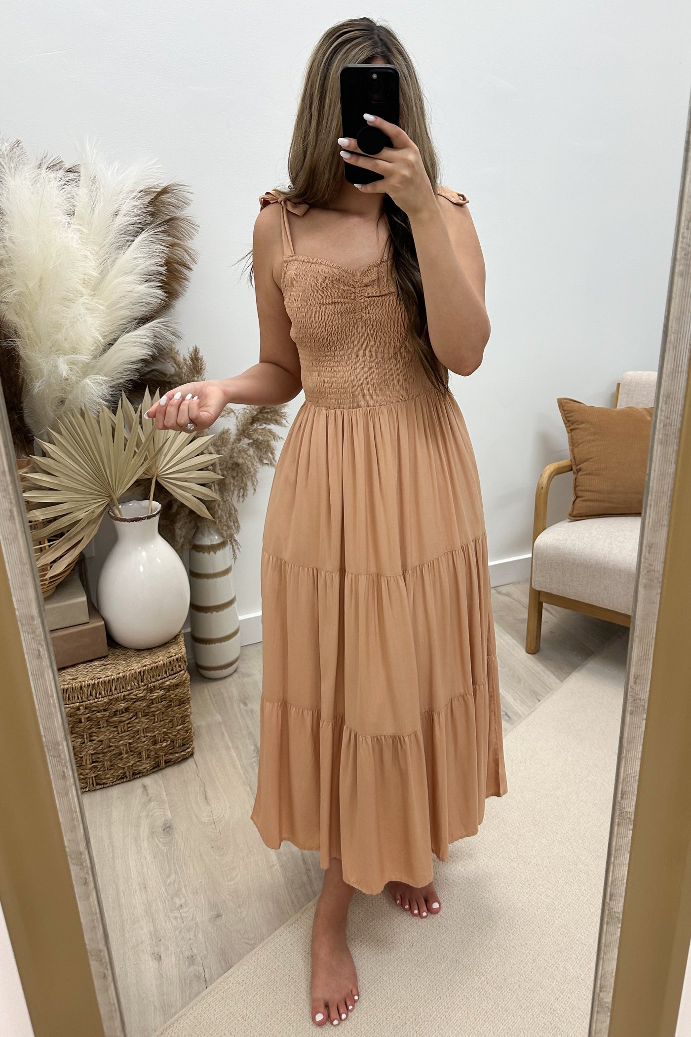 "Spring Is Near" Dress (Dusty Peach) - Happily Ever Aften