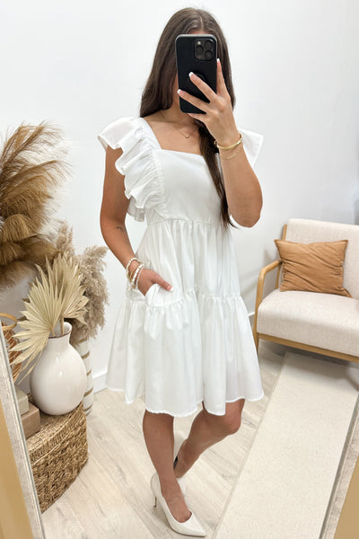 "Stay Pointed" Dress (Off White) - Happily Ever Aften