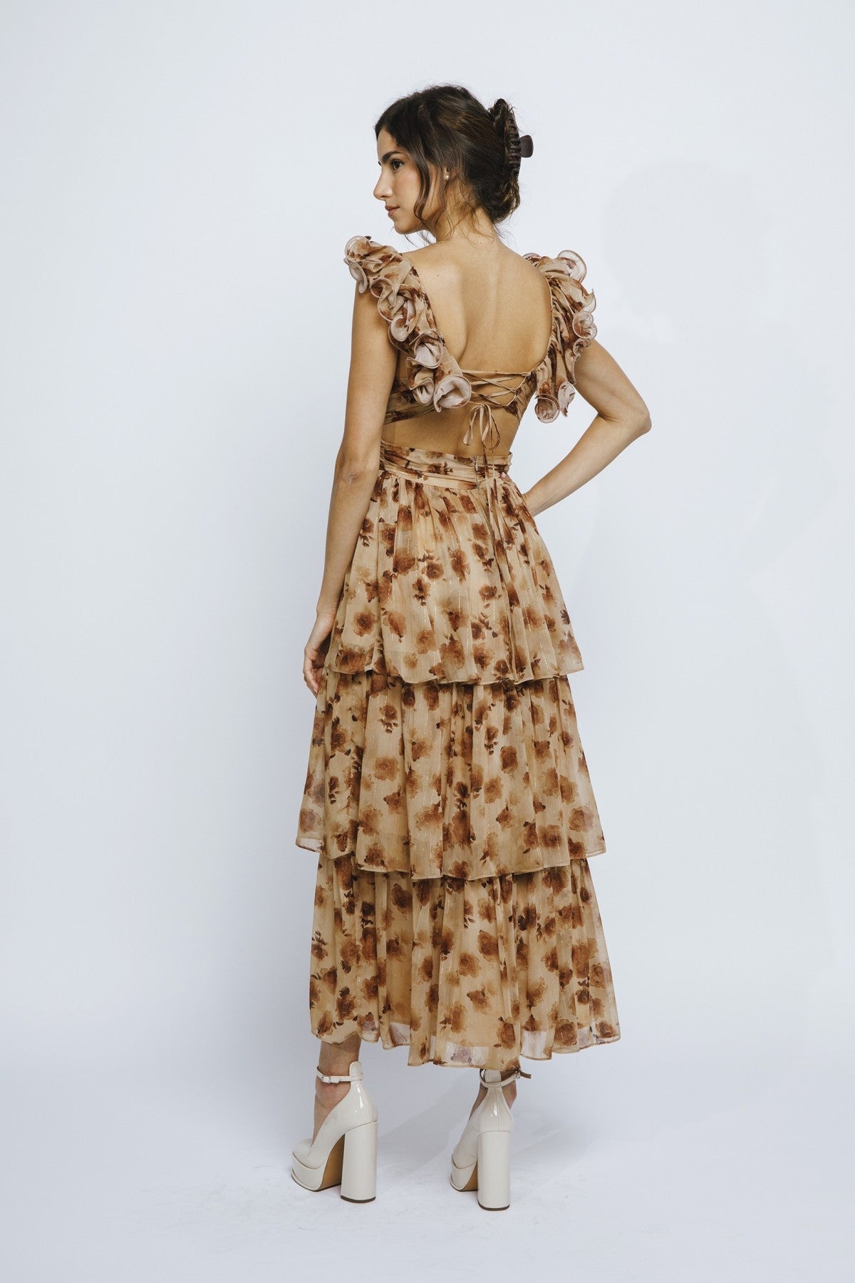 "Story Of Us" Dress (Brown/Floral) - Happily Ever Aften