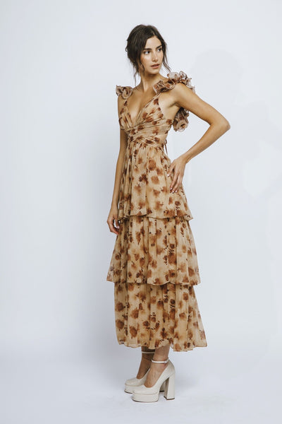 "Story Of Us" Dress (Brown/Floral) - Happily Ever Aften