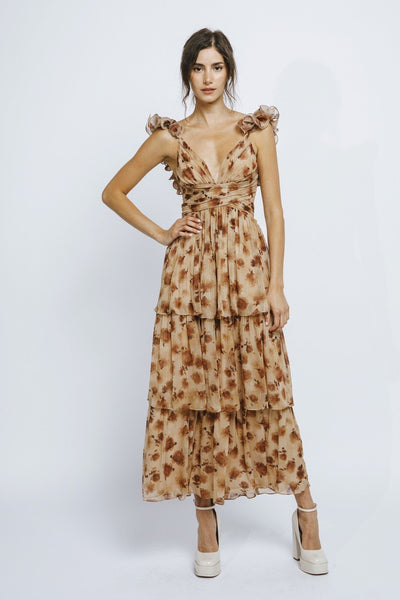 "Story Of Us" Dress (Brown/Floral) - Happily Ever Aften