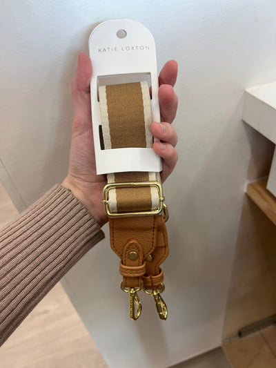 Stripe Canvas Bag Strap (Tan) - Happily Ever Aften