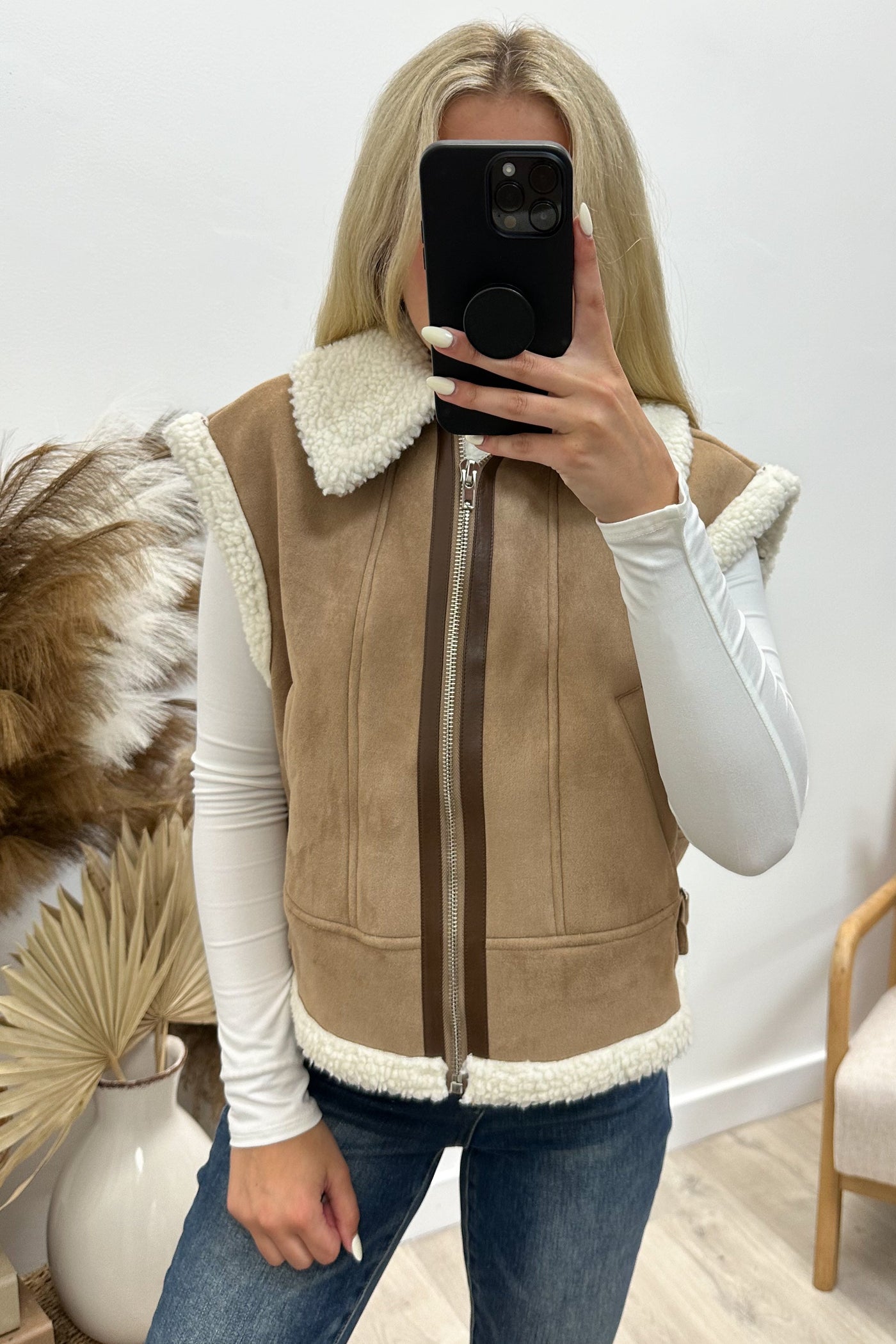 "Suede My Way" Vest (Light Camel) - Happily Ever Aften